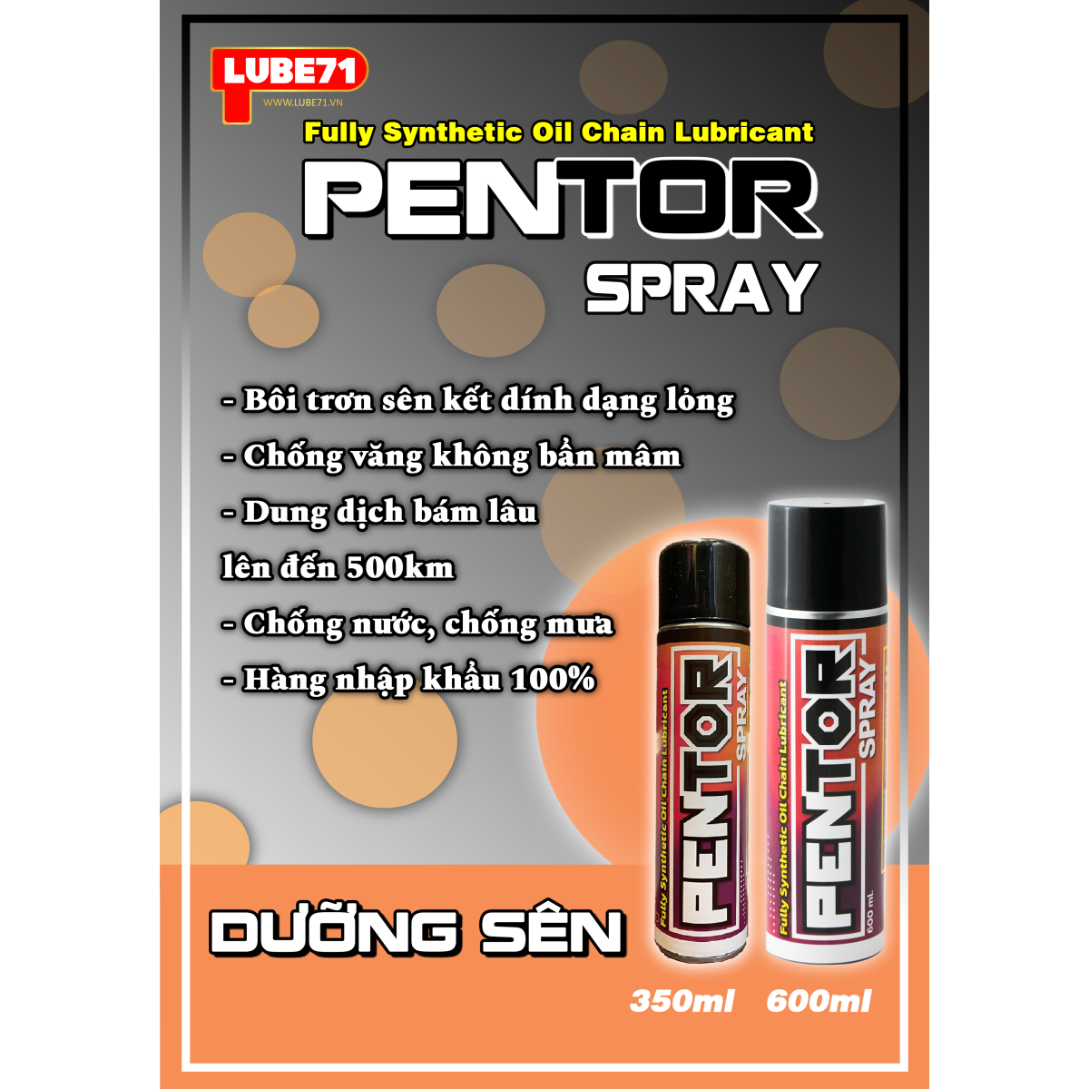 PENTOR Mini - Dưỡng sên cao cấp chống văng, đi được đến 500km cho mỗi lần xịt 