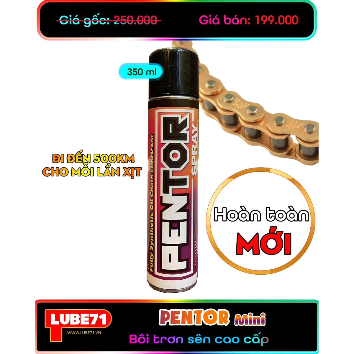 PENTOR Mini - Dưỡng sên cao cấp chống văng, đi được đến 500km cho mỗi lần xịt 